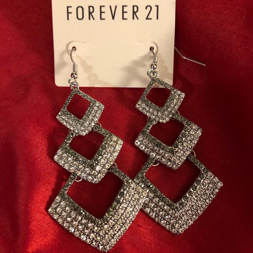 Silver Sparkly Dangly Earrings
